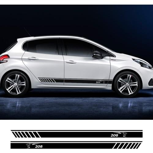For Peugeot 308 208 206 307cc 3008 2008 Car Styling Body Sticker Door Skirt Stripe Decal Sport Racing Auto Vinyl Car Accessories
