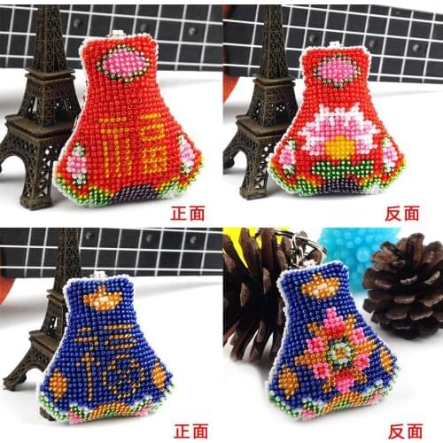 Y101 102Full pearl embroidered printed pearl bag pendant key chain bead cross embroidered double sided hand gift