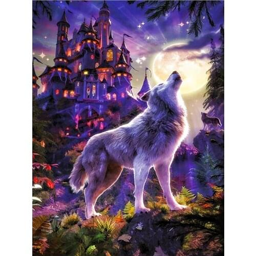 Animal Wolf DIY Embroidery Cross Stitch 11CT Kits Needlework Craft Set Cotton Thread Printed Canvas Home Decoration Design