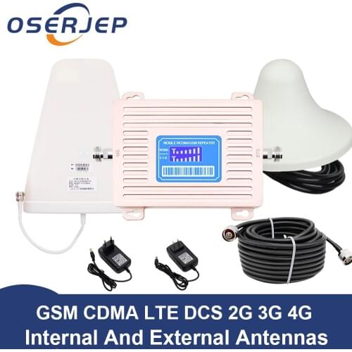 LCD Display CDMA 850 DCS 1800 mhz Dual Band Repeater GSM 2G 3G 4G LTE Phone Amplifier Cellular Mobile Booster +LPDA /Panel Anten