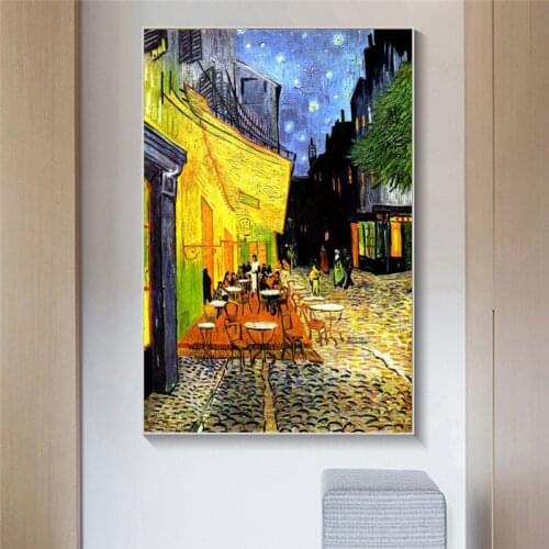 Famous Van Gogh Cafe Terrace At Night Oil Painting Reproductions on Canvas Posters and Prints Wall Art Picture for Living Room