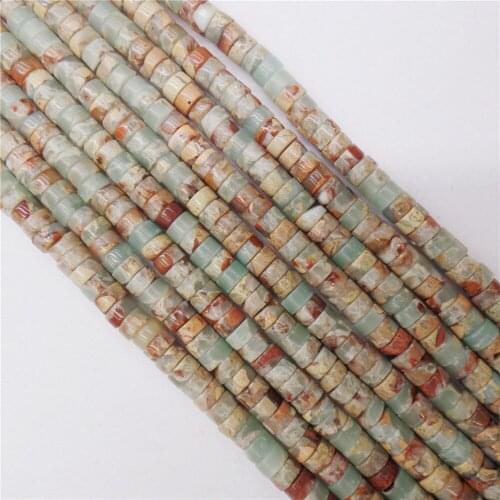 1 Strand 4x2mm Natural Brown And Blue Snake Skin Jasper Spacer Loose Beads DIY Jewelry Making 15.5Inch M422
