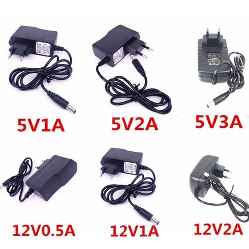 1pcs 100-240V AC to DC Power Adapter Supply Charger adapter 5V 12V 1A 2A 0.5A EU Plug 5.5mm x 2.5mm