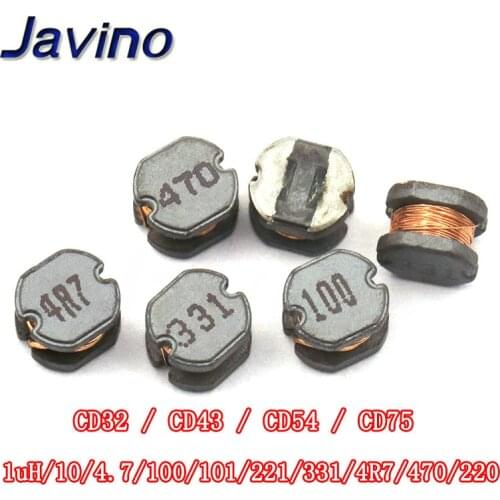 10pcs CD32/43 54 CD75 smd patch power inductor 10UH/4.7/100/101/221/331 470 220 winding inductor