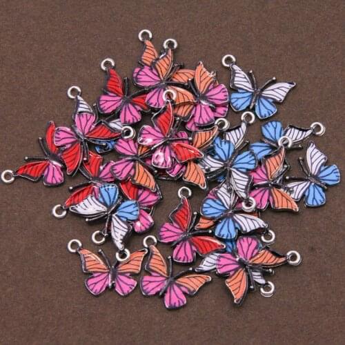 10pcs/lot Colorful Butterfly Charms Pendant Enamel Metal Small Charms Necklace Bracelet DIY Jewelry Making Accessories