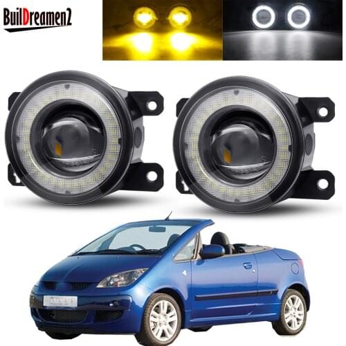 2 X Car LED Lens Fog Light Assembly Angel Eye Fog Driving Lamp DRL 30W 12V For Mitsubishi Colt CZC Convertible (RG) 2006-2009