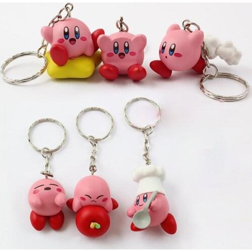 6 Models Action Figure Model Toy Pokemon Kirby Scene Version Keychain Small Pendant Cute and Charming Holiday Gifts for Children