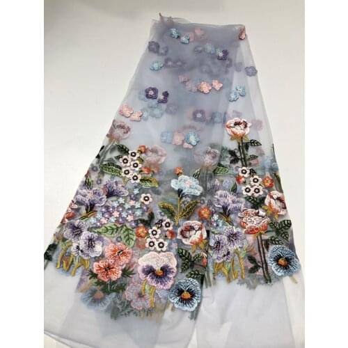 African Lace Fabric 2021 High Quality Embroidery French Mesh Lace Nigeria Tulle Fabric 5 Yards/piece Womens Party Dress FJ4513