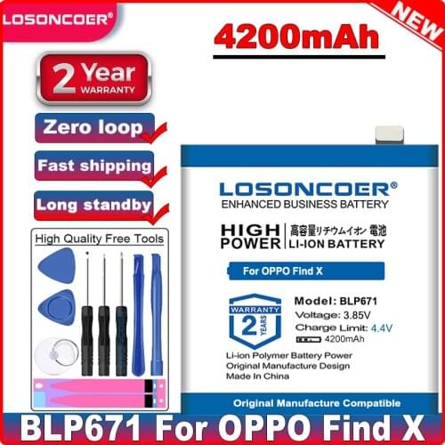 LOSONCOER BLP671 4200mAh Mobile Phone Battery for OPPO Find X Automobili Lamborghini Edition Dual SIM TD-LTE PAFM00 Batteries