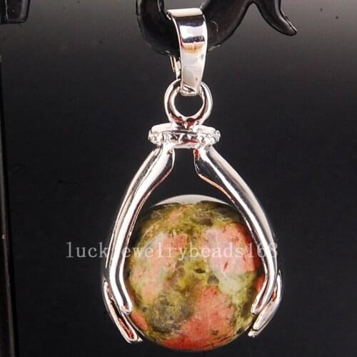 Free Shipping Women Fashion Jewelry 18x28mm Jaspe Round Hand Women Men Pendant Bead C4096