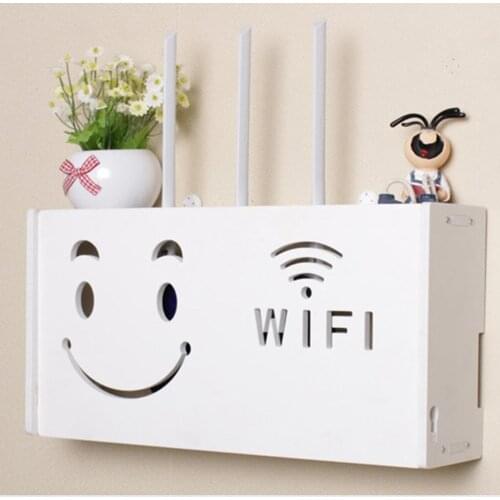 Large Wireless Wifi Router Storage Box PVC Panel Shelf Wall Hanging Plug Board Bracket Cable Storage Organizer Home Decor