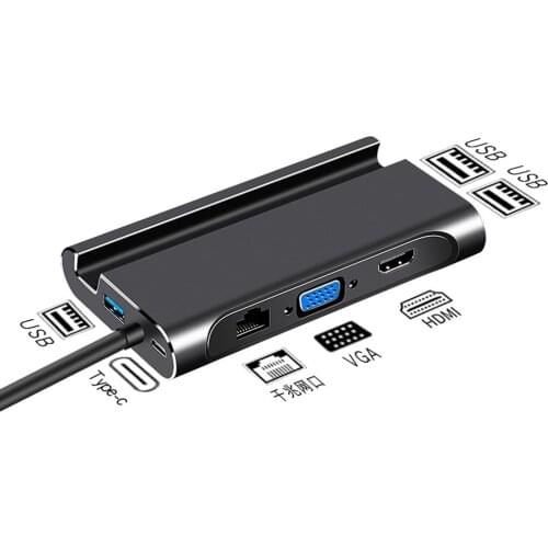 7in1 type-c docking station to USB3.0 HDMI VGA RJ45 PD HUB for laptop Macbook Pro Xiaomi Huawei Asus Samsung usb c Station