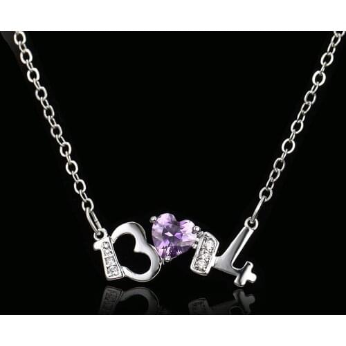 Emmaya 2016 Fashion Party Jewelry Purple Crystals Pendant Necklace Charming Women Trendy Heart Jewelry Necklaces