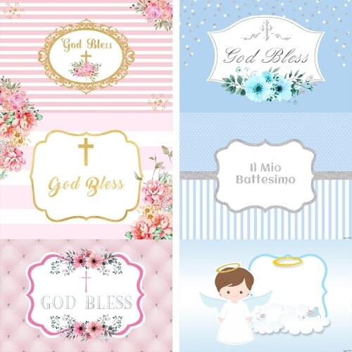 Holy Communion Backdrop Baptism god bless Background boy girl Happy Christening Newborn Photography backdrop for Photo Studio