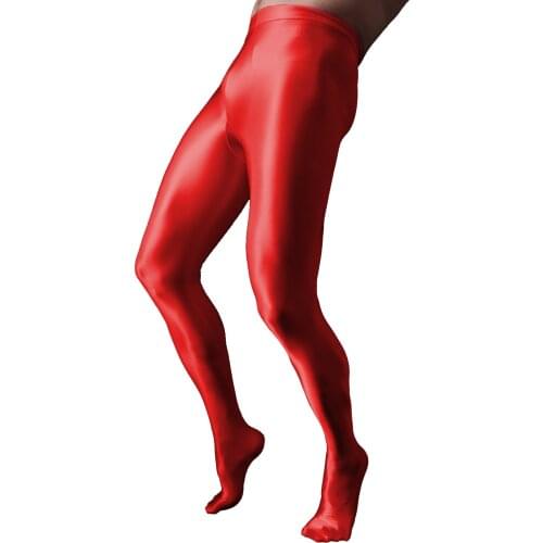 Gay Mens Glossy Pantyhose Tighet Lingerie Bulge Pouch Tights Stockings Mid Waist Elastic Waistband Erotic Sexy Leggings Pants