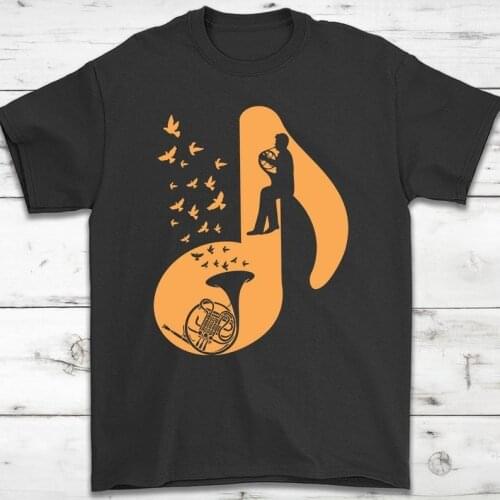 Harajuku French Horn Musical Note T-Shirt Gift || Music Lovers T-Shirt || Music Instrument T-Shirt
