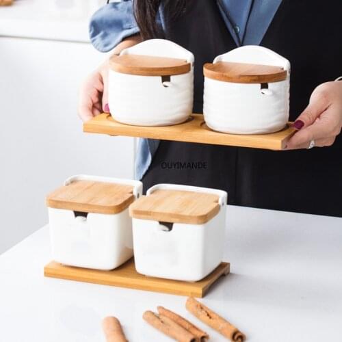 European Creative Ceramic Flip Seasoning Jar Cruet Salt Storage Tank Simple Spice Jar Kitchen Supplies Pepper Box Condiment Pot