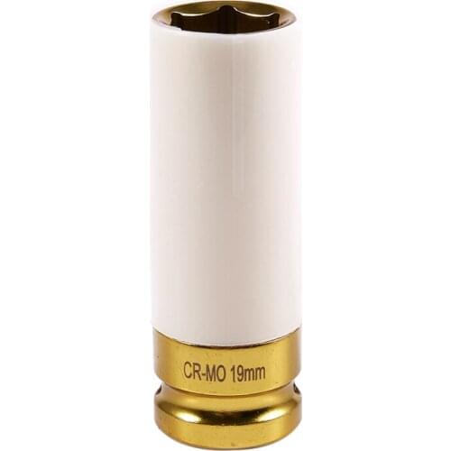 Alloy Wheel 1/2" Drive 19mm Set Thin Wall Deep Impact Nut Socket Gold