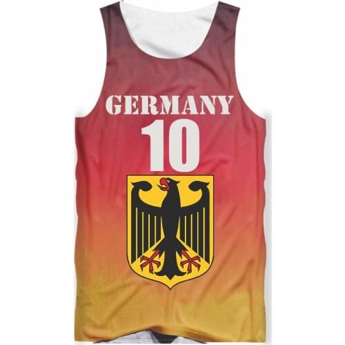 German flag Print Tank tops Mens 3D Style Vest Men Women Gym Outdoor Sleeveless Tank tops Fashion Streetwear Clothing Tops
