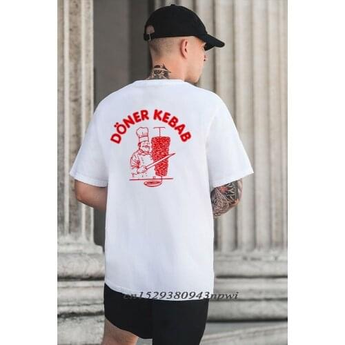 Fashion Mens 100% Cotton T-Shirt Funny Doner Kebab Print Short Sleeve T Shirt Couple Tees Streetwear Vintage Harajuku Clothes