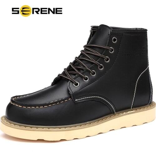 Men Genuine Leather Boot Winter Warm Ankle Boots Retro Motocycle Cowboy Army Fashion Male Work Safety Wear Resisting Casual Shoe