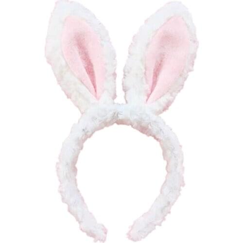 Soft Headband with Bunny Ears Plush Animal Hair Hoop Fluffy Easter Christmas Cosplay Cartoon Theme Party Costume F3MD