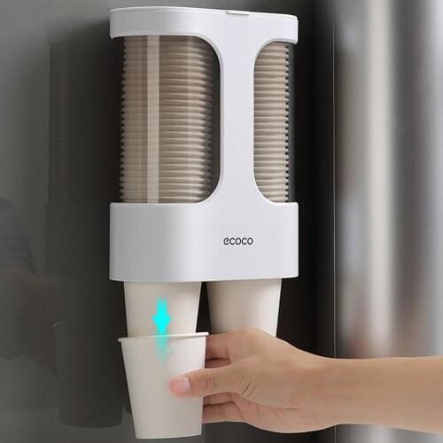 Wall Mounted Disposable Cup Holder Automatic Cup Removers Punch-free Storage Racks Automatic Cup Taking Device Paper Cup Holder