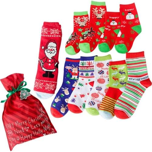 10 Pairs Chritmas Short Socks Family Packs 5pair Adult Sock EUR 34-44 Men Women Socks Autumn Winter Cotton Girls Boys Sock Meias