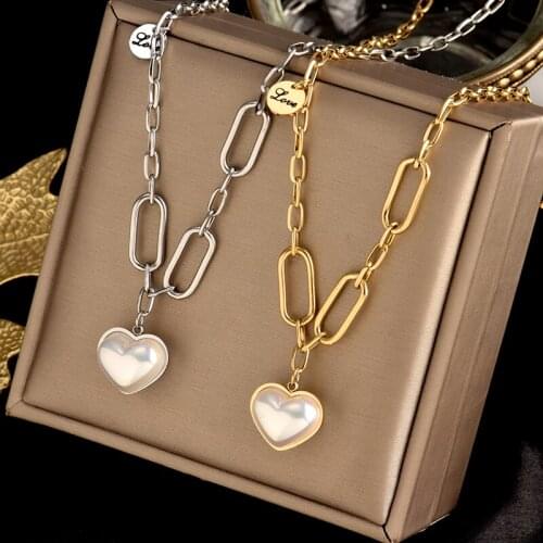 Titanium steel love necklace light luxury niche design sweet bestie INS temperament simple sweaters accessories sweater chain