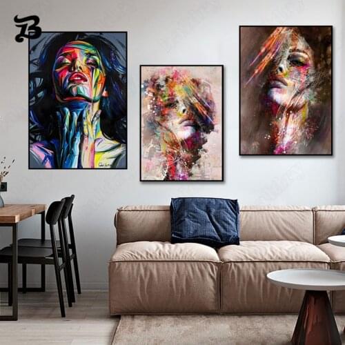 Portrait Paintings On Canvas Art Girls Prints Graffiti Abstract Nordic Canvas Painting Wall Art Pictures for Home Decoration