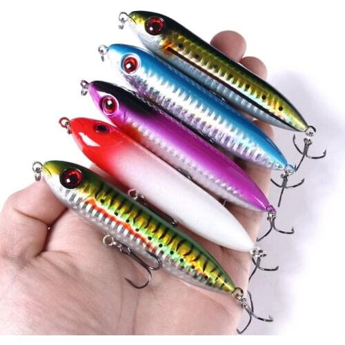 100mm 12g Popper Fishing Lure Bait Pesca Topwater Wobbler Crankbait 3D Eyes Pencil Floating Artificial Bait