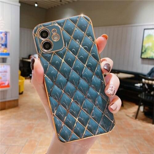 Qianliyao Gold Plating Geometric Phone Case For iPhone 11 12 Pro Max XR XS Max X 7 8 Plus 12Mini Camera Protection Back Cover