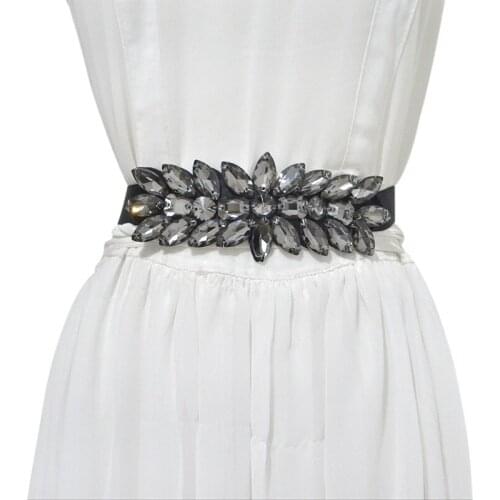 Belts for Women New Crystal Waistband Womens Fashion Dress All-match Crystal Beads Elastic Girdle Custom