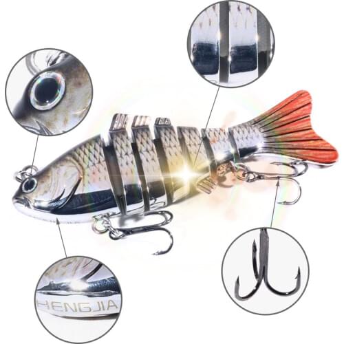 1pc Fishing Lures 7 Segment Wobbler Hard Bait Treble Hook Tackle Crankbait Lure Bait Articulated Fish Wobbler Bionic Bait 10cm