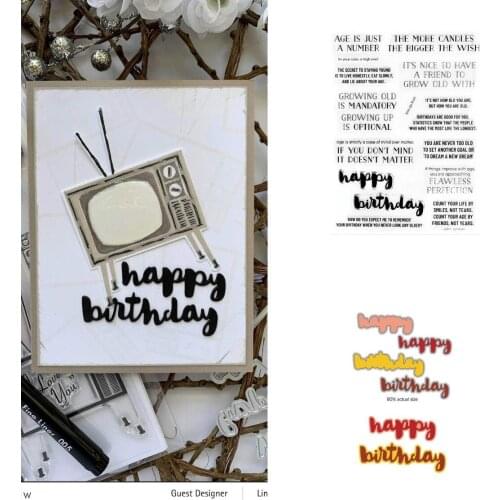 Happy Birthday Die METAL Cutting Dies Silicone Stamps Scrapbooking New Make Photo Album Card DIY Paper Embossing Craft Supplies