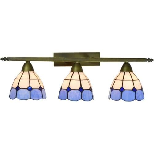 Blue Mediterranean Grid Corridor Wall Lights Tiffany Country Rustic Bedroom Bedsides Wall Lamps Hallway Balcony Wall Sconces