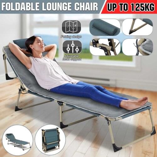 Foldable Steel garden lounger Pool Beach Office Home Lunch Break Oxford Chaise Lounge Chair Recliner Noon Rest Portable Bed