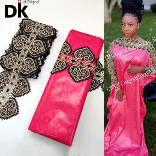 Special Price!!! 5+5 Yards Pink And Gold African Lace Fabric 2021 High Quality Lace Ribbon For Crafts With Bazin Riche Original