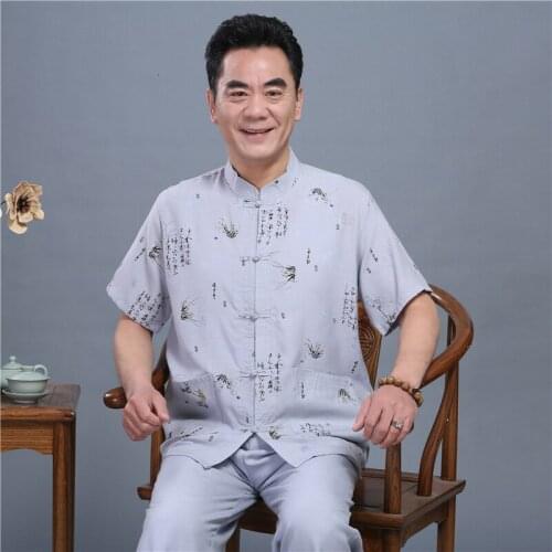 Traditional Chinese Style Hanfu Blouse Wu Tang Suit Men Kung Shirts Cheongsam Tops Jackets China Oriental T-shirts Linen Tang