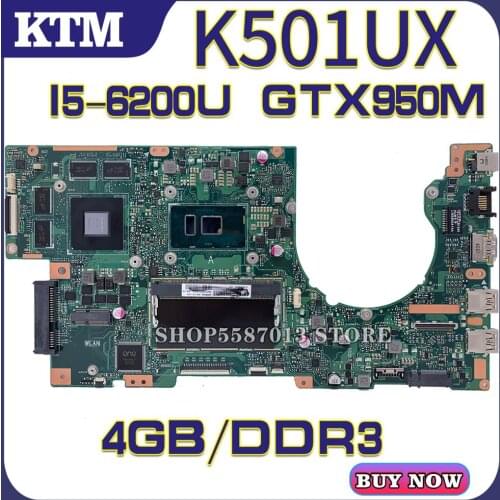 U5000 for ASUS K501UQ K501UX K501UW K501UXM laptop motherboard K501U mainboard test OK I5-6200U cpu GTX950M/2GB DDR3 4GB-RAM