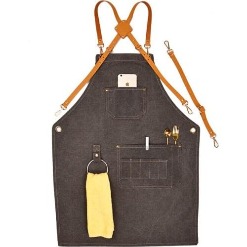 Water Proof Kitchen Apron Women Canvas Work Pockets Retro Garden Grill Cooking Adult Apron Fartuch Kuchenny Christmas Gifts E5