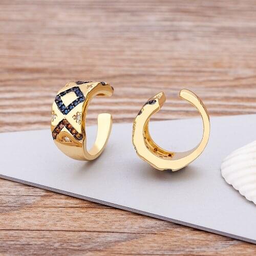 Hot Sale Punk Clip on Earrings for Women Crystal Cubic Zirconia Without Hole Gold Silver Ear Cuffs Jewelry for Wedding Party