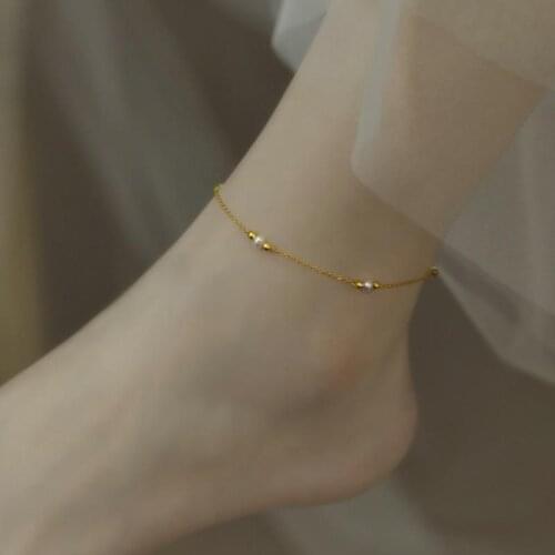 ZHIXI Natural Freshwater Pearl Anklet 14K Gold Filled Exquisite Jewelry Ladies Party Adjustable Adjustable Bead Handmade Anklet