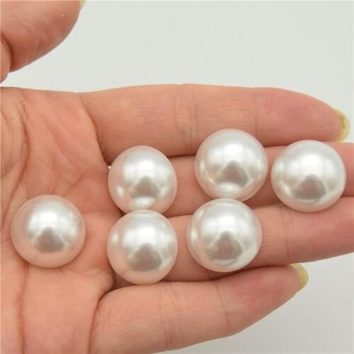 100pcs 18mm Semicircle Pearl Flat Back Buttons no hole (pearl white) DIY Embellishment Jewelry Craft Acessory