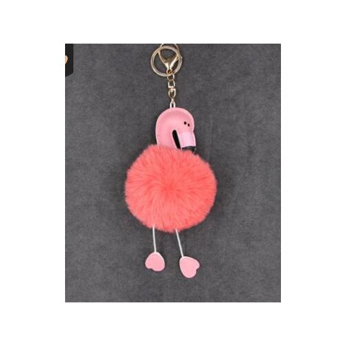 100pcs/lot fedex fast creative style woman cartoon flamingo keychain female faux fur leather flamingo key ring