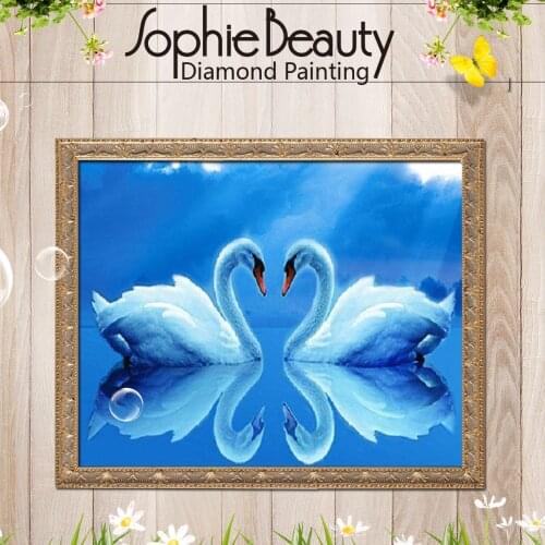 2018 Top Fashion Limited Europe Romantic Gife Diy Diamond Painting Kits Rhinestone Pasted Crystal Resin Lover Swan 40x30cm