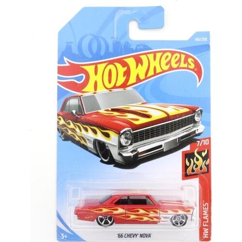 2019-143 Hot Wheels 66 CHEVY NOVA Mini Alloy Coupe 1/64 Metal Diecast Model Car Kids Toys Gift