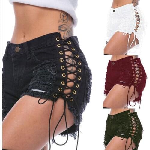 2021 New Summer Fashion Low Waist Ripped Denim Shorts Hot Pants Woman Sexy Shorts M6093