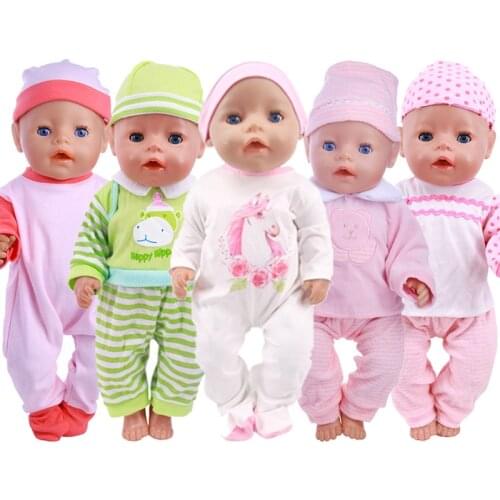 43cm New Born Baby Doll Clothes Jump Suits Pajamas Fit For 43cm Baby Doll 18 Inch Reborn Baby Doll Clothes