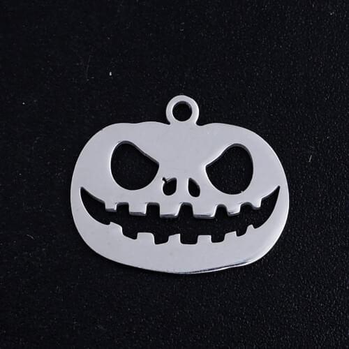 5pcs/lot Halloween Pumpkin Stainless Steel Jewelry Pendant DIY Charms Wholesale Pendants for Necklaces Making Factory Store